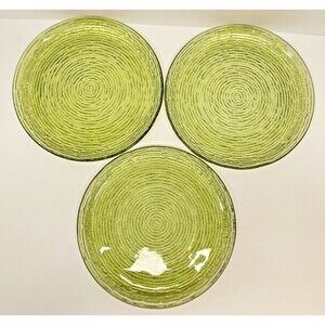 Vintage Anchor Hocking Soreno Avocado Set of 3-10" Dinner/Serving Plates-EXCL